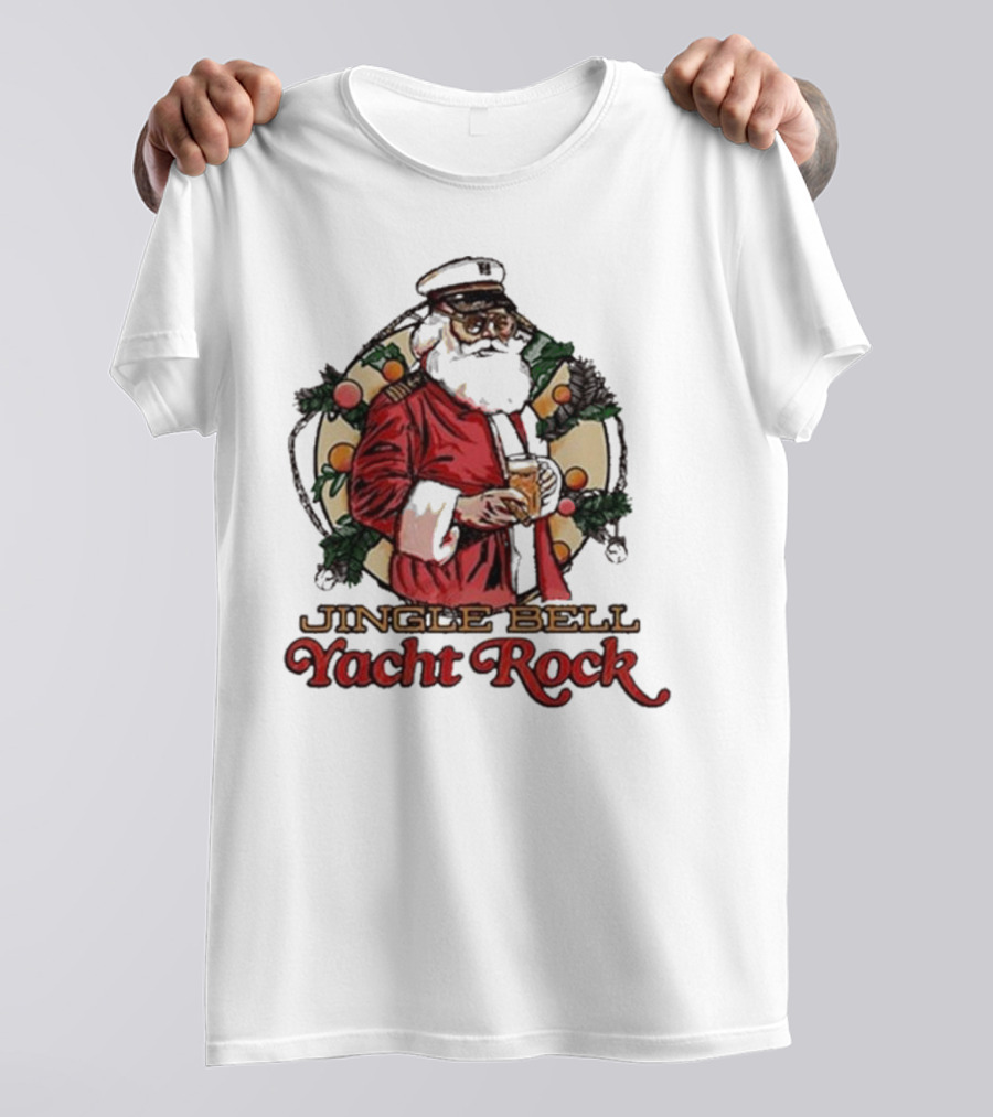 Jingle Bell Yacht Rock Christmas Captain Santa T-Shirt