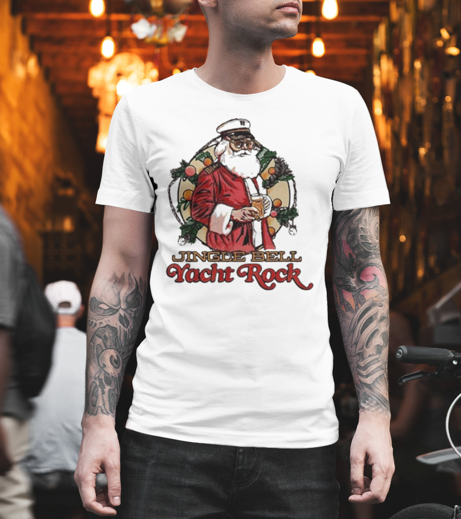 Jingle Bell Yacht Rock Christmas Captain Santa T-Shirt