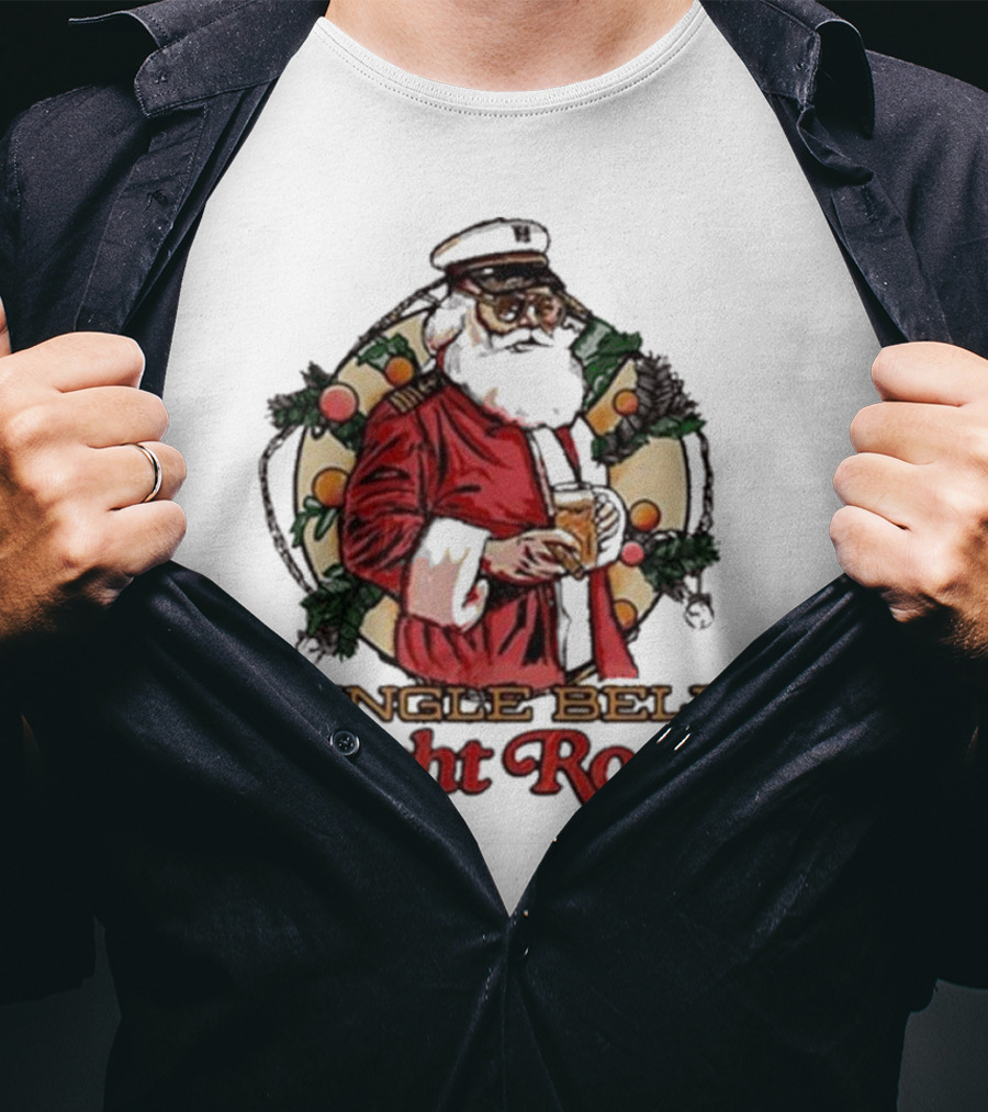 Jingle Bell Yacht Rock Christmas Captain Santa T-Shirt