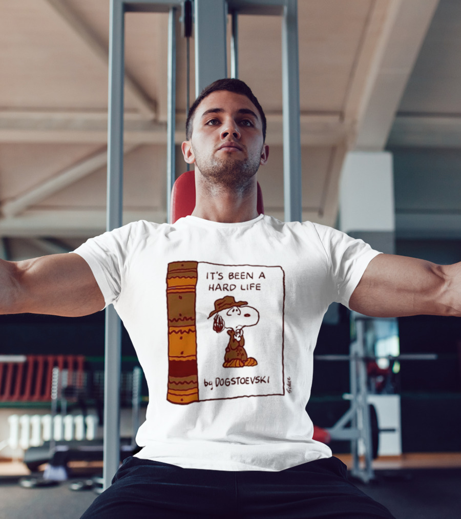 It's Been A Hard Life By Dogstoevski Snoopy Book Cover T-Shirt
