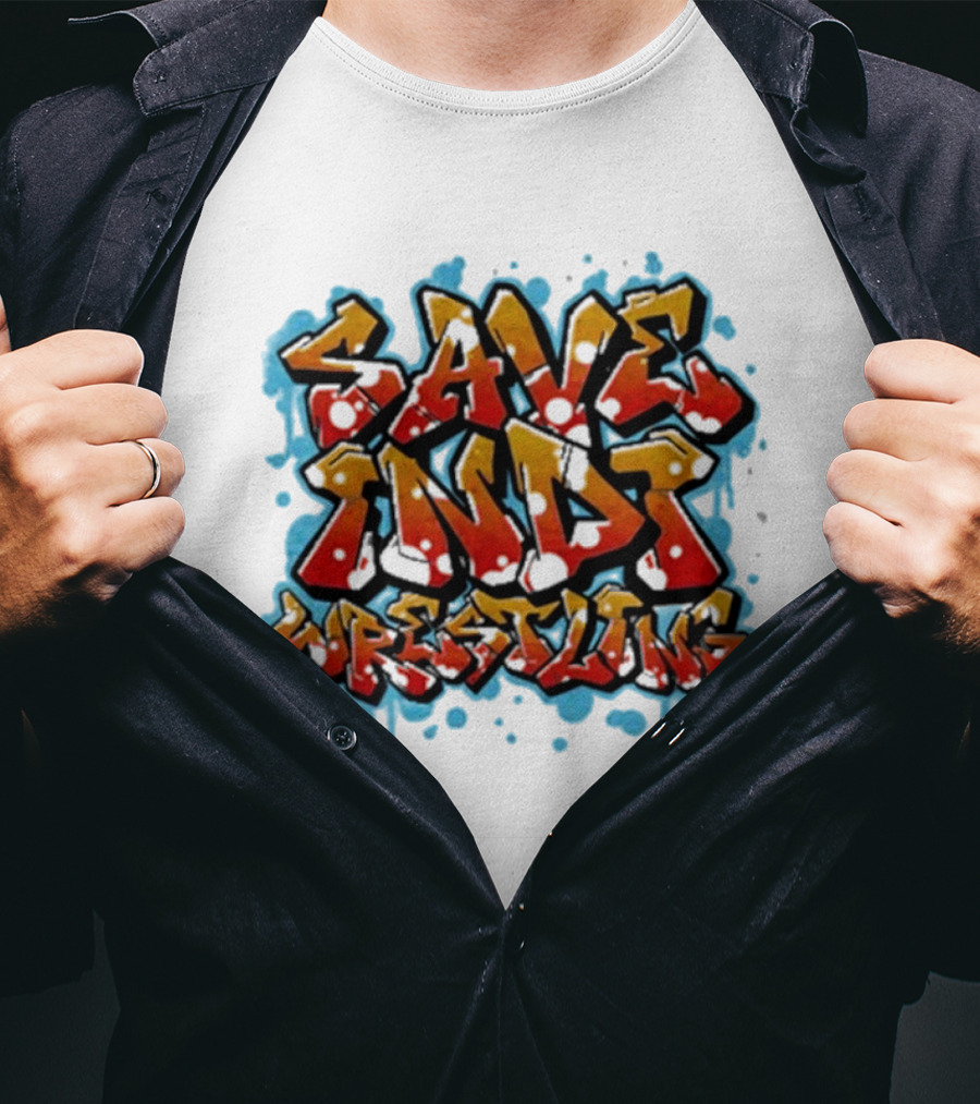 Save Indi Wrestling Graffiti Style Bold Text T-Shirt