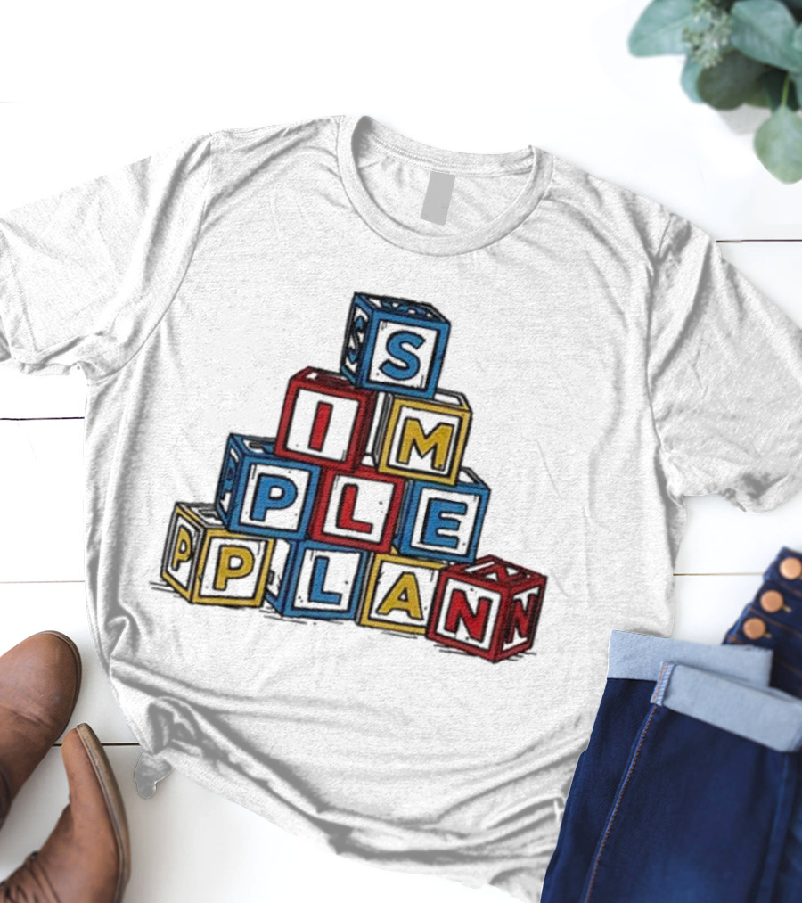 Simple Plan Alphabet Block Letter Stack T-Shirt