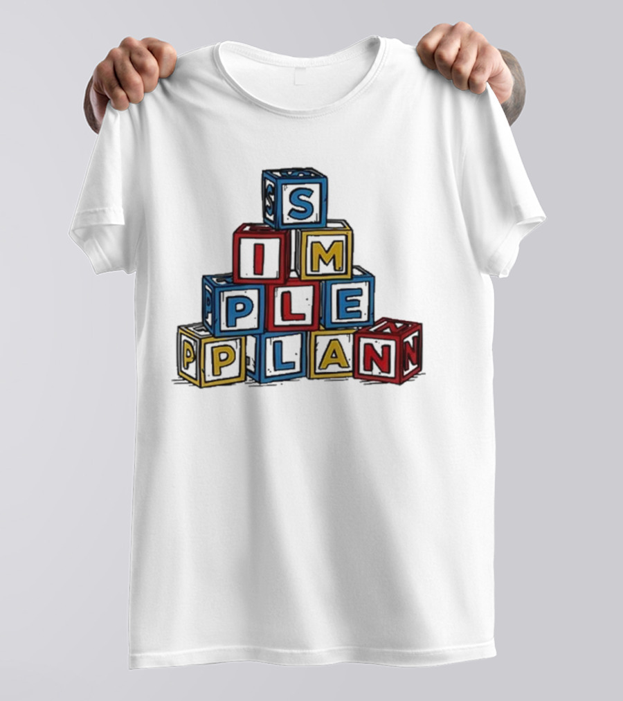 Simple Plan Alphabet Block Letter Stack T-Shirt