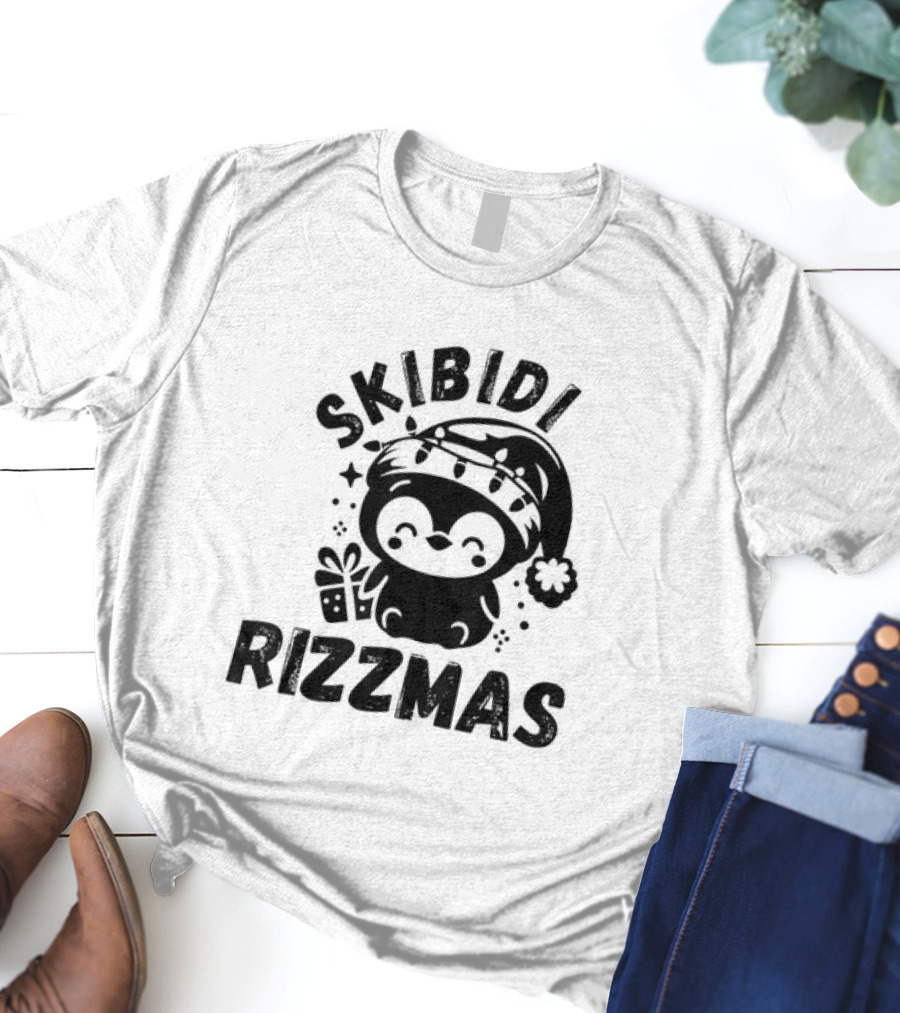 Love Skibidi Rizzmas Christmas Penguin T-Shirt