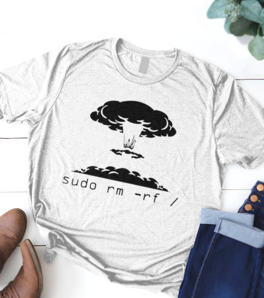 Sudo Rm Rf Kaboom Explosive Powder Barrel Computer Command T-Shirt