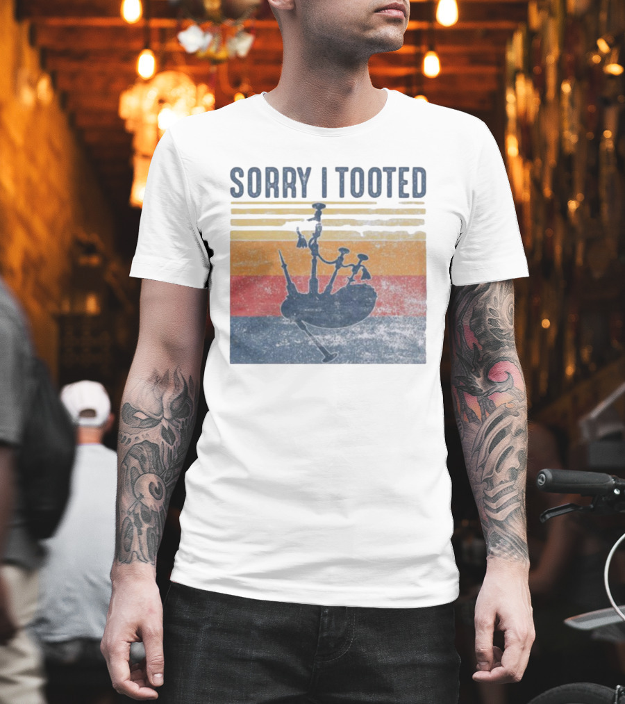 Sorry I Tooted Bagpipe Vintage Retro Stripes T-Shirt