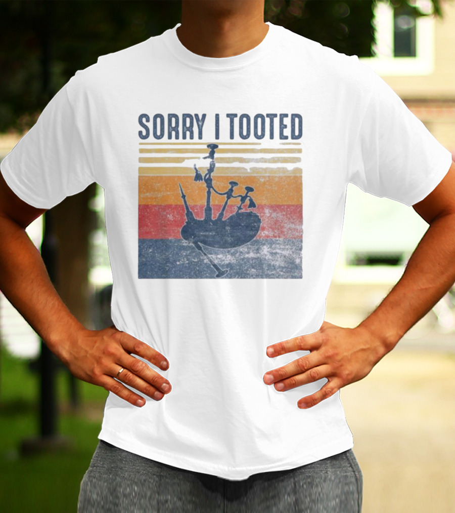 Sorry I Tooted Bagpipe Vintage Retro Stripes T-Shirt