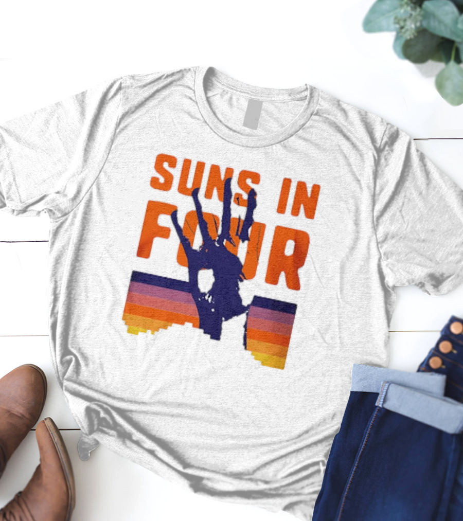 Suns In Four Handprint Orange And Purple Stripes T-Shirt