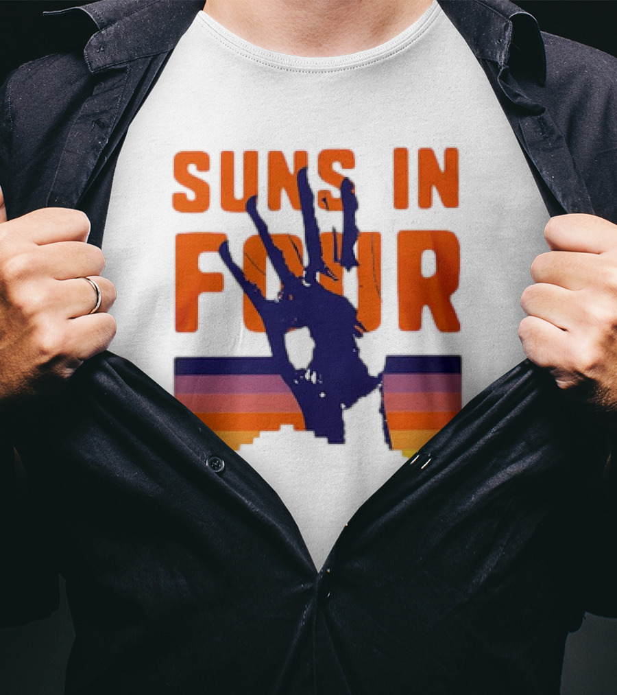 Suns In Four Handprint Orange And Purple Stripes T-Shirt