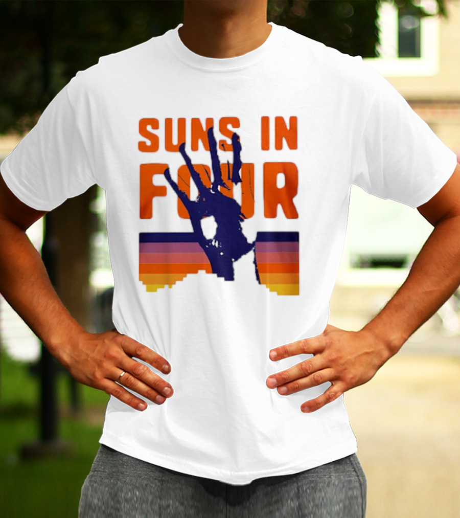 Suns In Four Handprint Orange And Purple Stripes T-Shirt