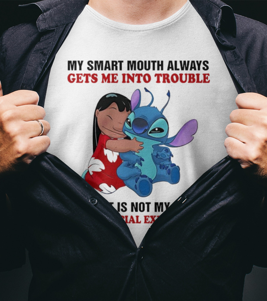 Lilo And Stitch My Smart Mouth Gets Me Into Trouble Facial Expressions T-Shirt
