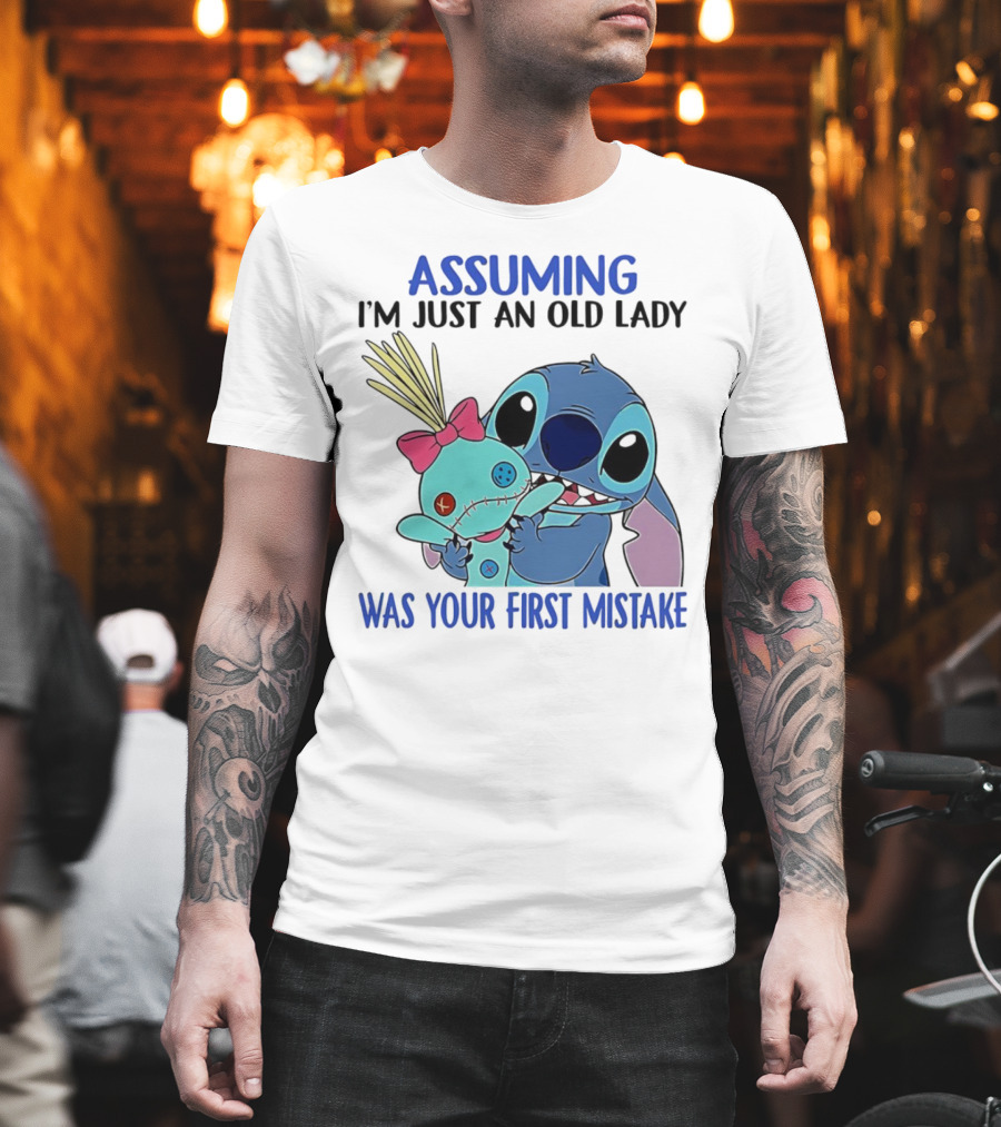 Assuming I'm Just An Old Lady Was Your First Mistake Stitch Holding Voodoo Doll T-Shirt