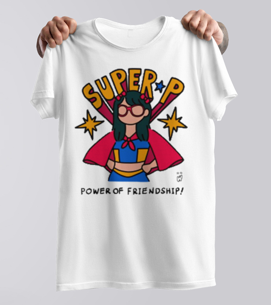 Super P Pastel Superhero Cartoon Character Friendship T-Shirt
