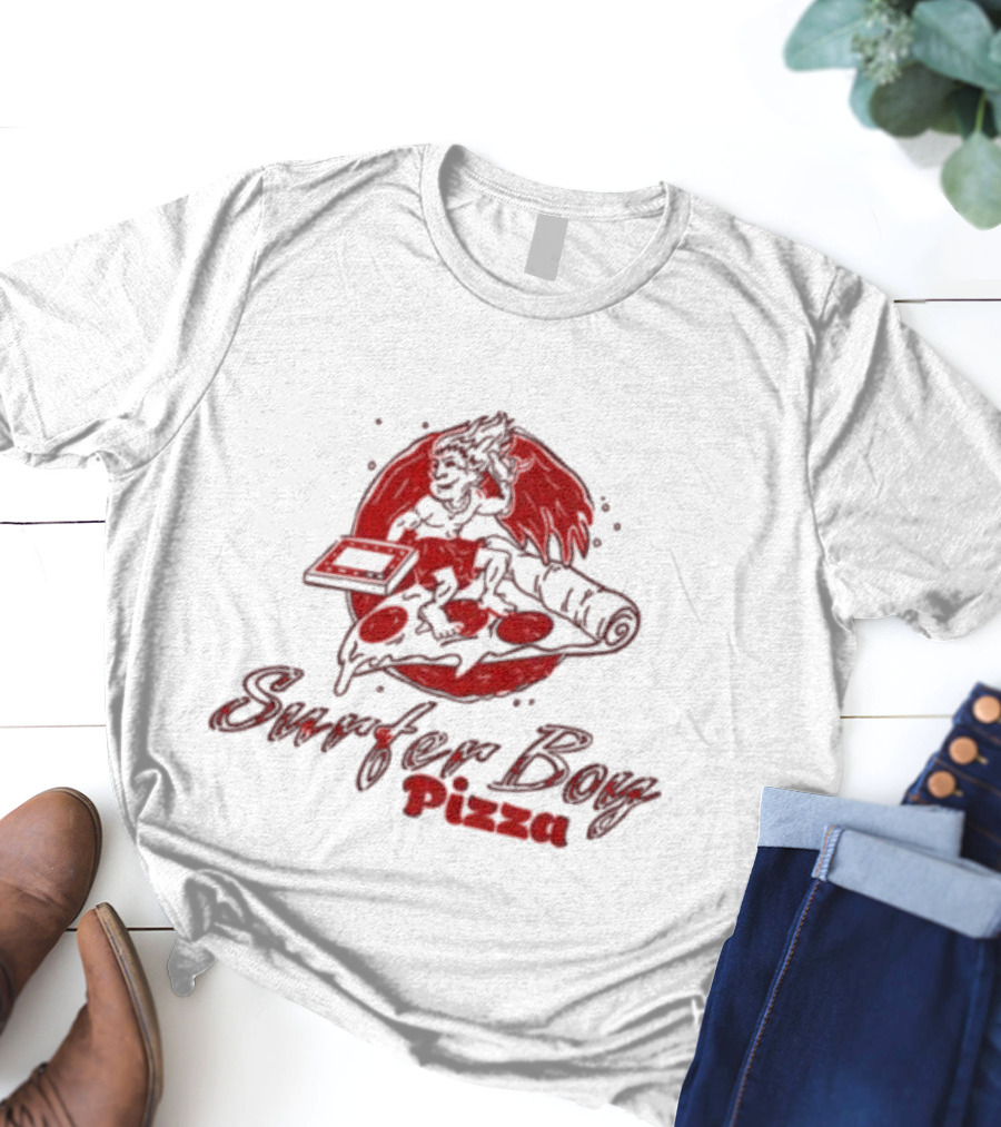 Surfer Boy Pizza Wave And Slice Graphic T-Shirt