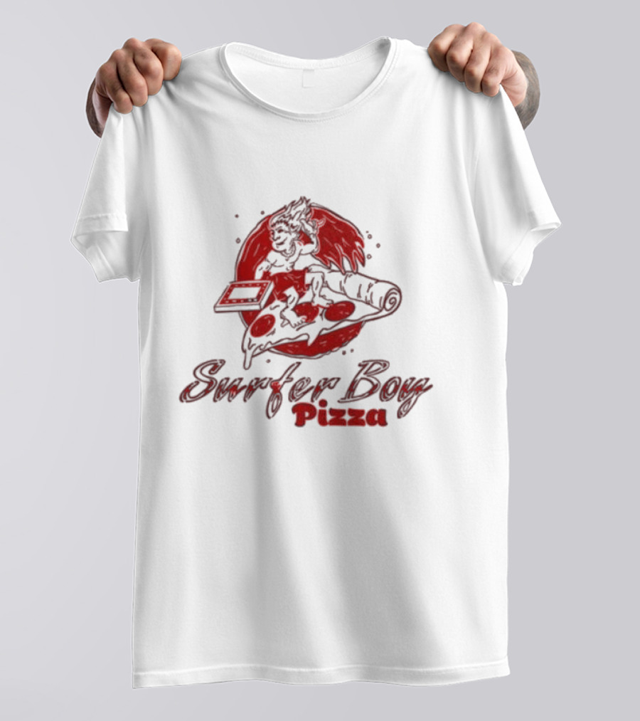 Surfer Boy Pizza Wave And Slice Graphic T-Shirt