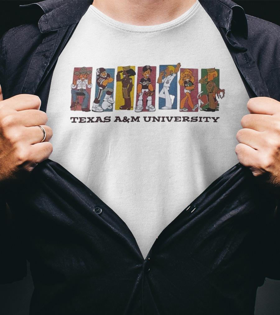 Texas A&M University Diverse Characters Vintage Comic Style T-Shirt