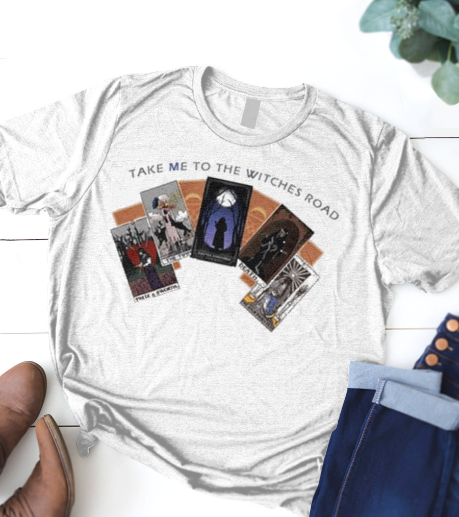 Take Me To The Witches Road Tarot Card Collection With Mystical Figures T-Shirt