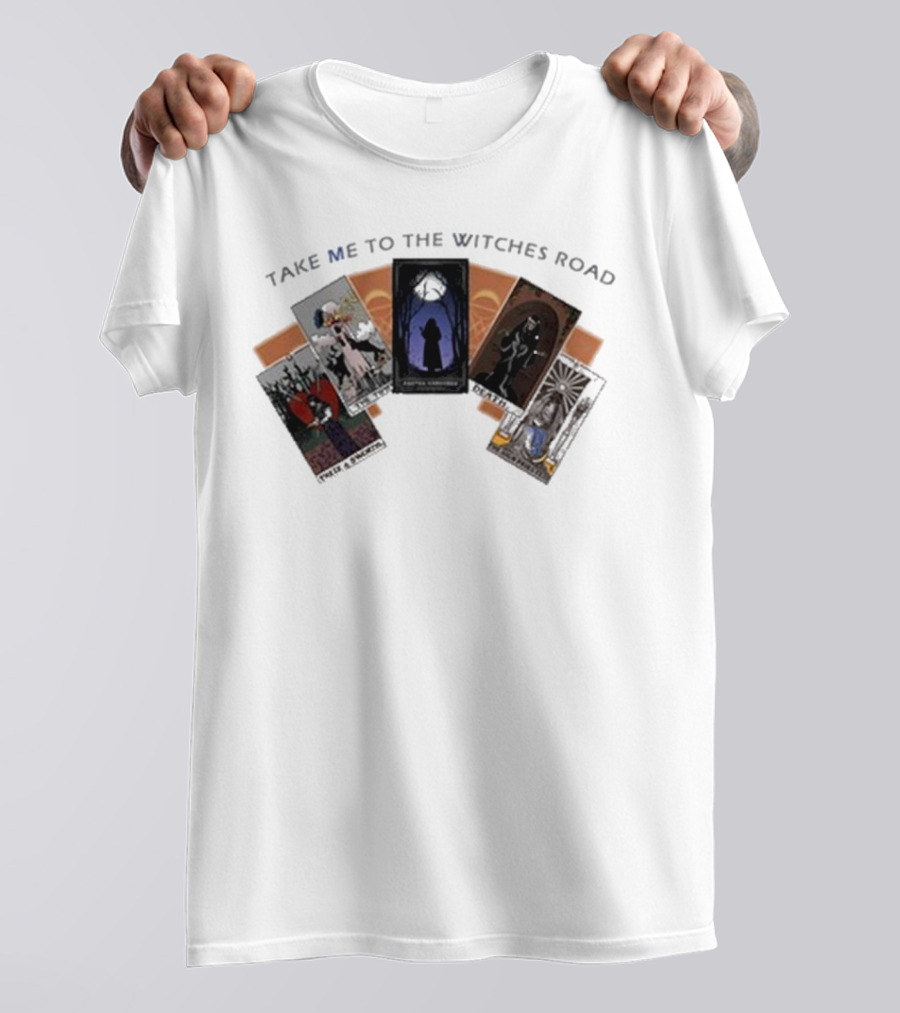 Take Me To The Witches Road Tarot Card Collection With Mystical Figures T-Shirt