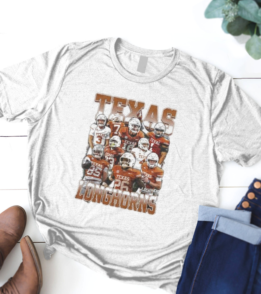 Texas Longhorns Football Legends Heavy Weight Team Players T-Shirt