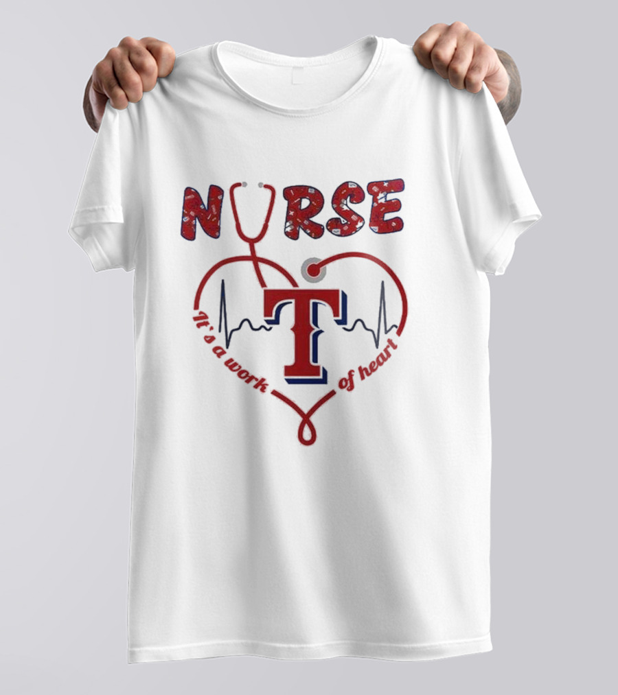 Texas Rangers Nurse Heartbeat Stethoscope 2025 Appreciation T-Shirt