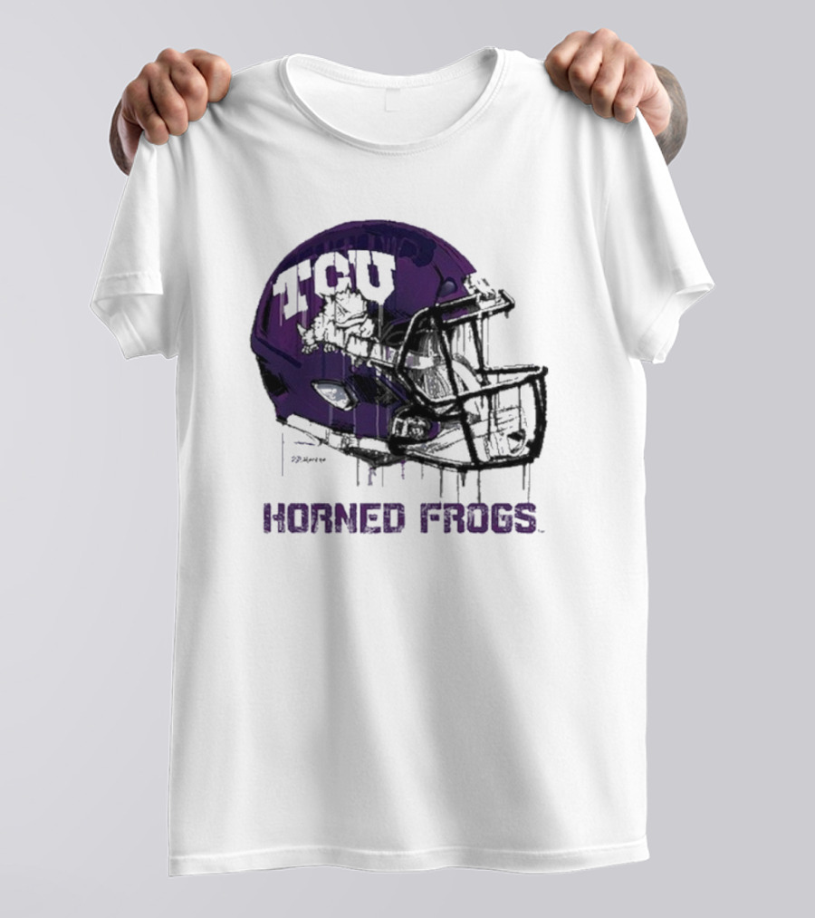 TCU Horned Frogs Dripping Helmet Football T-Shirt