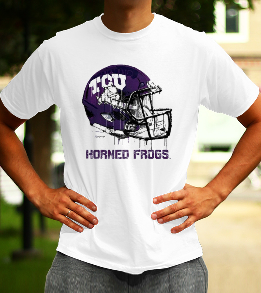 TCU Horned Frogs Dripping Helmet Football T-Shirt