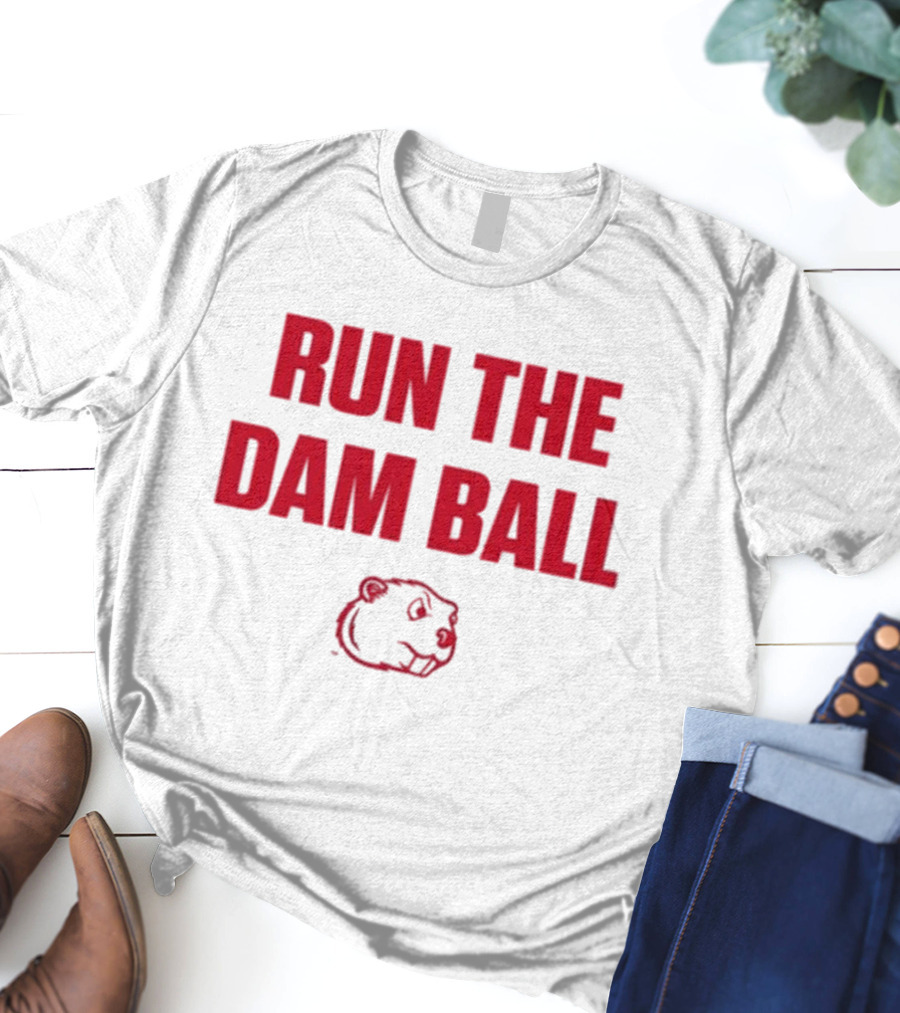 Run The Dam Ball Beaver Minot State T-Shirt
