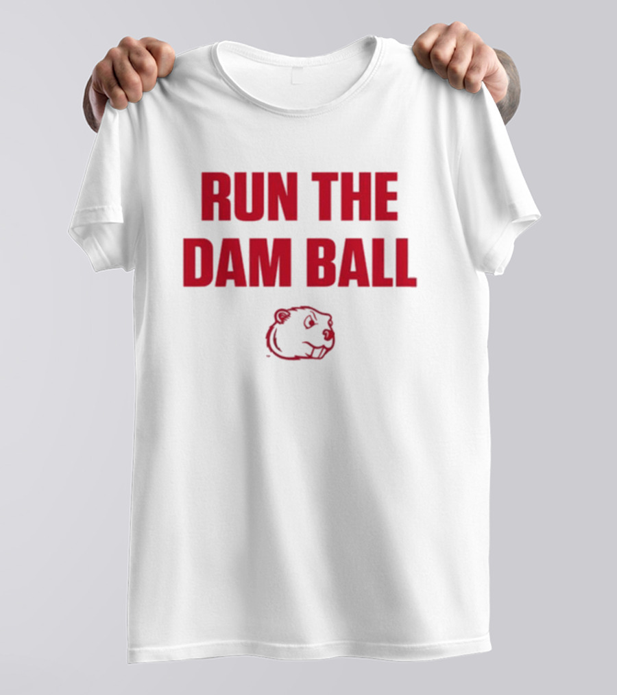 Run The Dam Ball Beaver Minot State T-Shirt