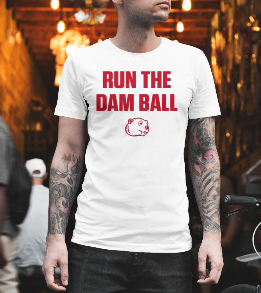 Run The Dam Ball Beaver Minot State T-Shirt