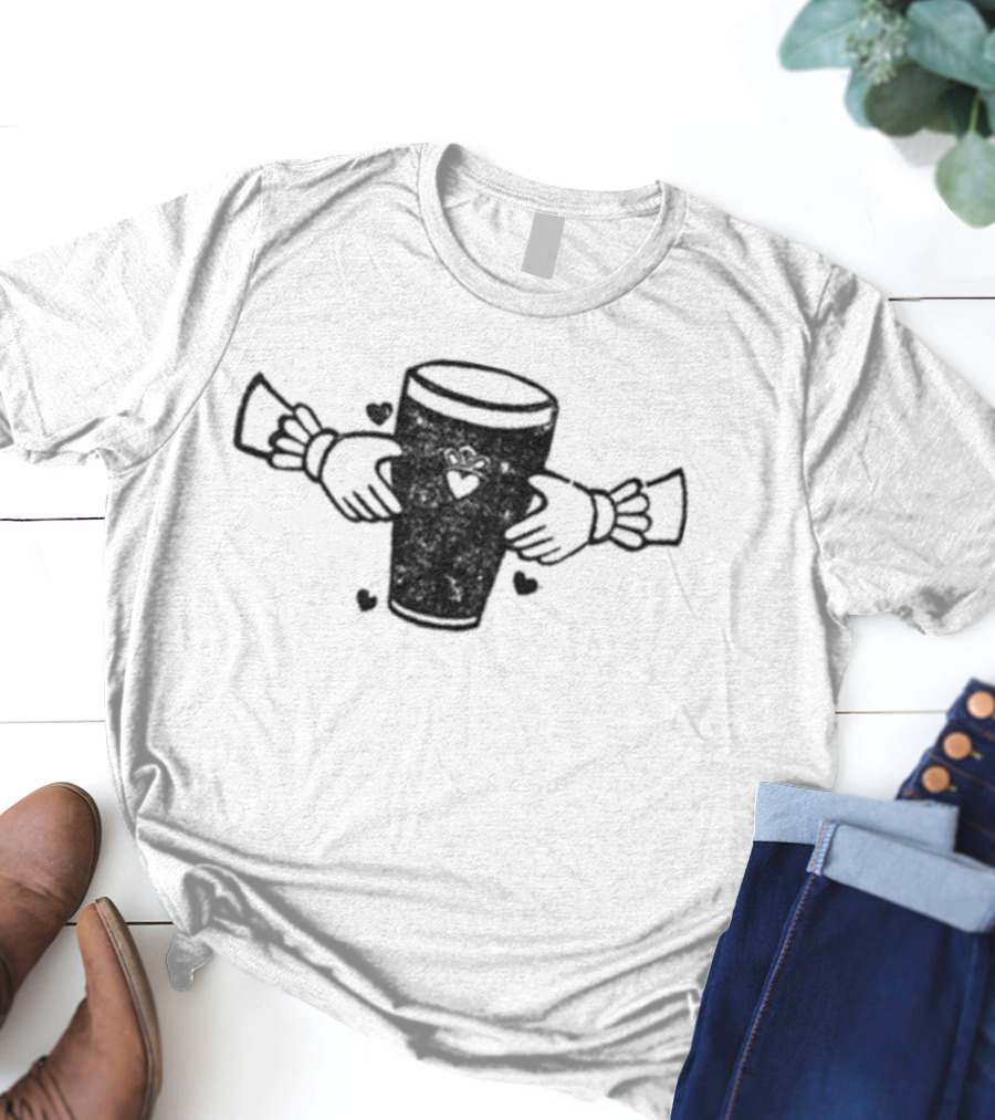 Claddagh Pint With Heart And Hands Embrace T-Shirt
