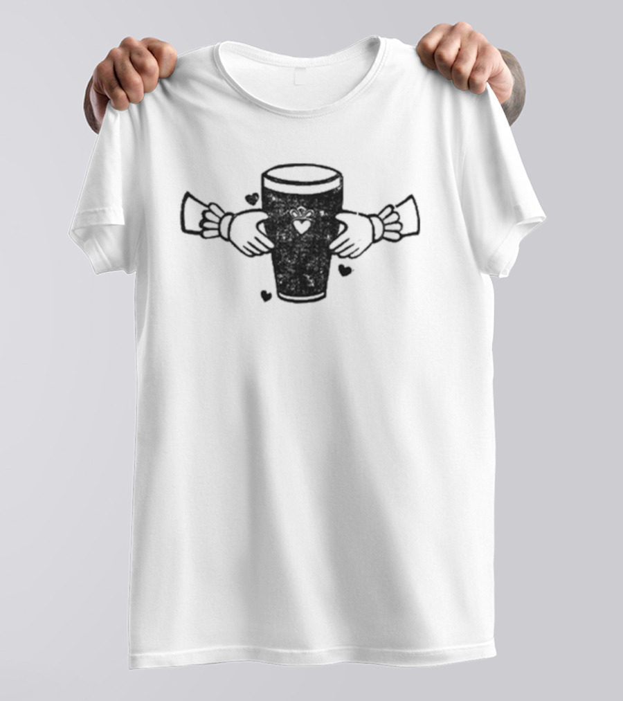 Claddagh Pint With Heart And Hands Embrace T-Shirt