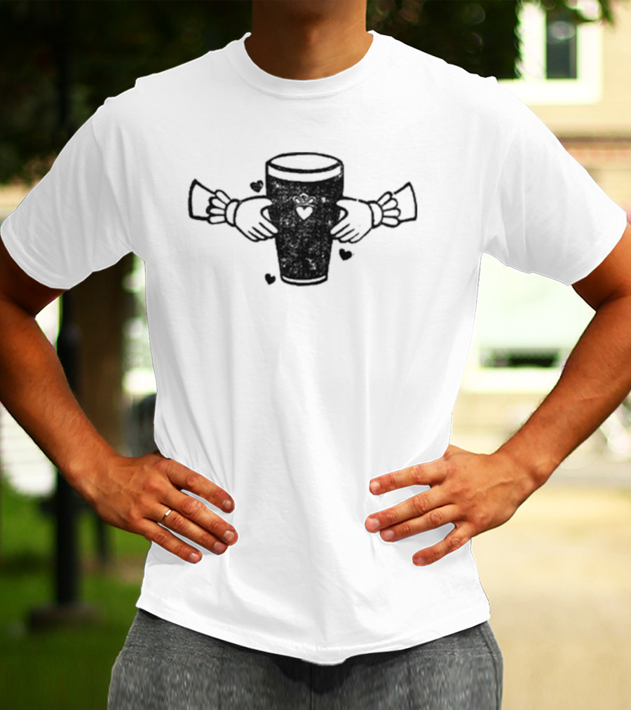 Claddagh Pint With Heart And Hands Embrace T-Shirt