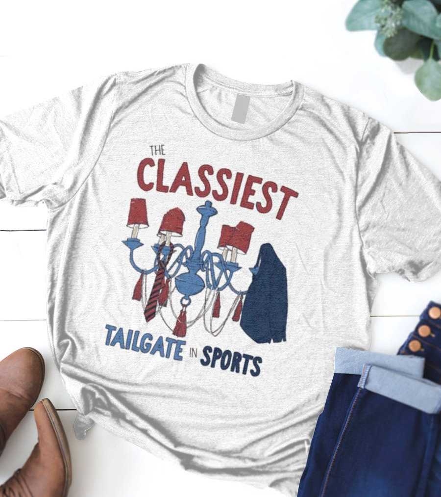The Classiest Tailgate In Sports Chandelier Suit Tie Red Blue T-Shirt