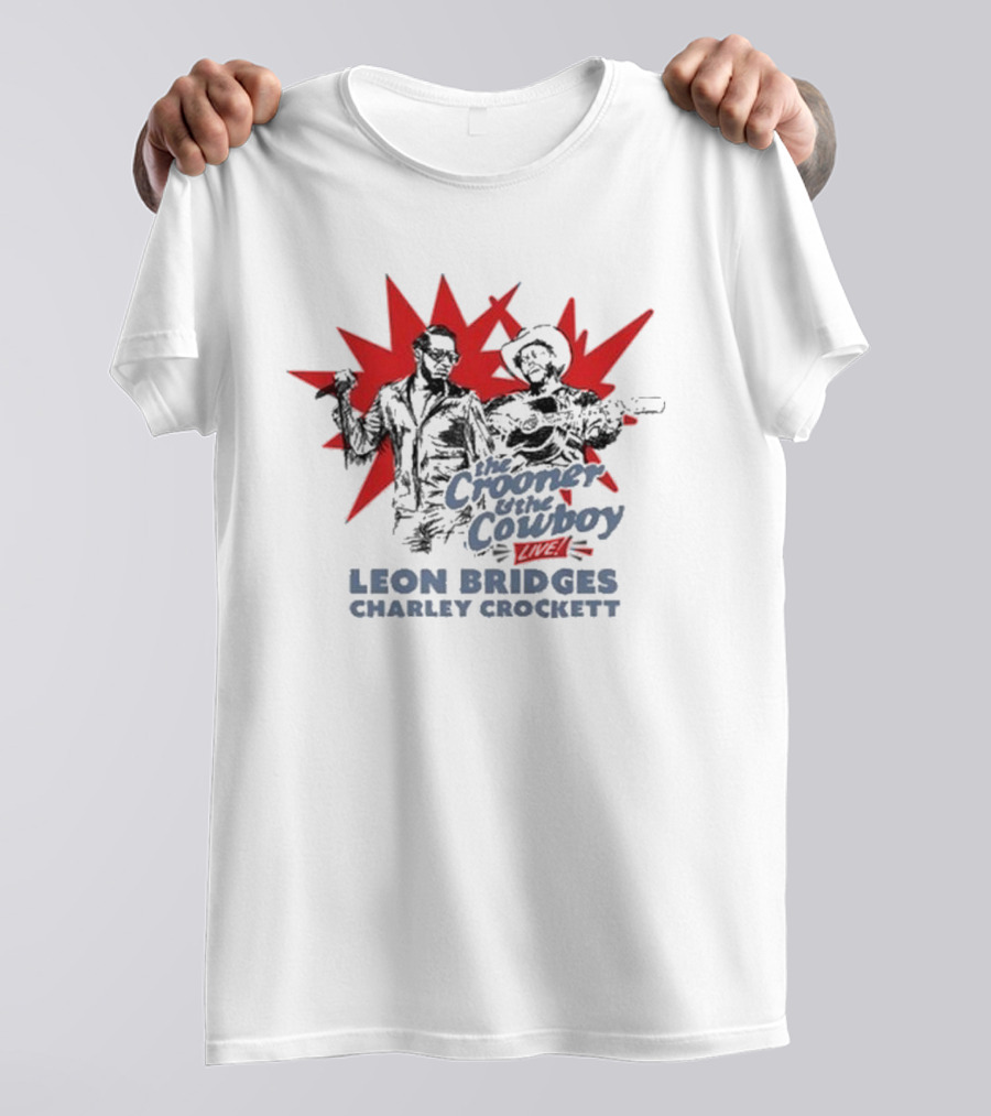 The Crooner And The Cowboy Live Leon Bridges Charley Crockett Silhouette Burst T-Shirt