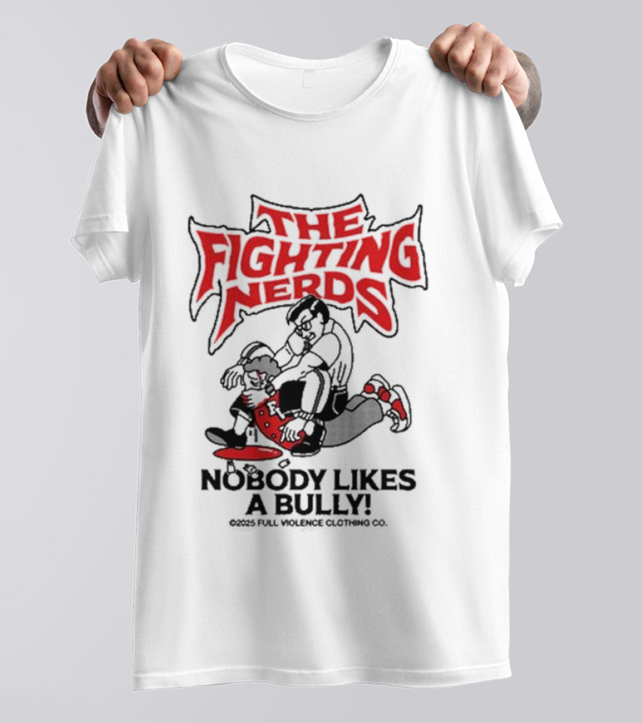 The Fighting Nerds Nobody Likes A Bully Cartoon Robot Battle T-Shirt