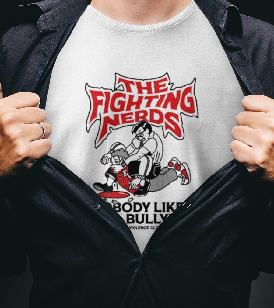 The Fighting Nerds Nobody Likes A Bully Cartoon Robot Battle T-Shirt