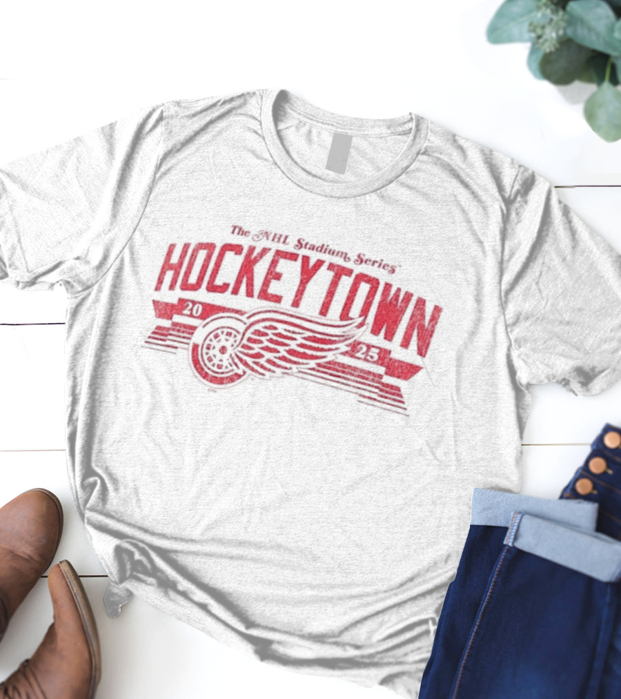 The NHL Stadium Series Hockeytown 2025 Winged Wheel T-Shirt