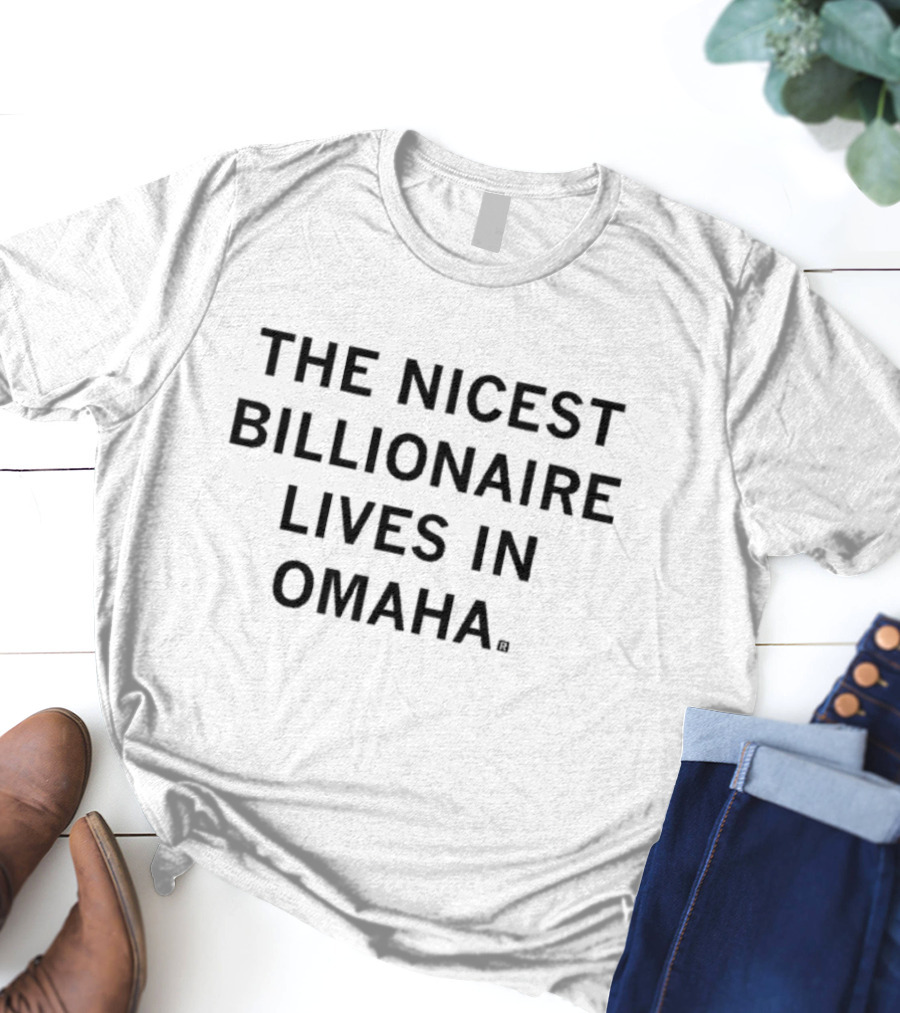 The Nicest Billionaire Lives In Omaha Retro Style Text With Glasses Icon T-Shirt