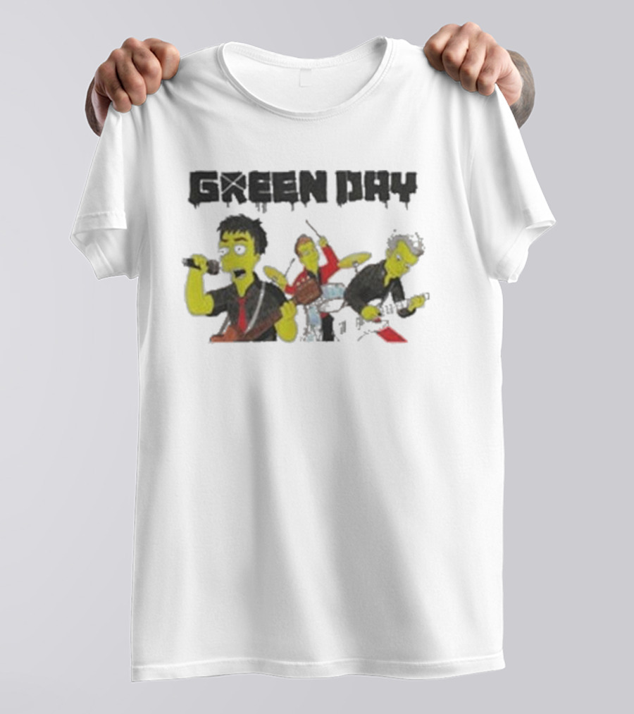 The Simpsons Band Members Playing Instruments Green Day Style T-Shirt