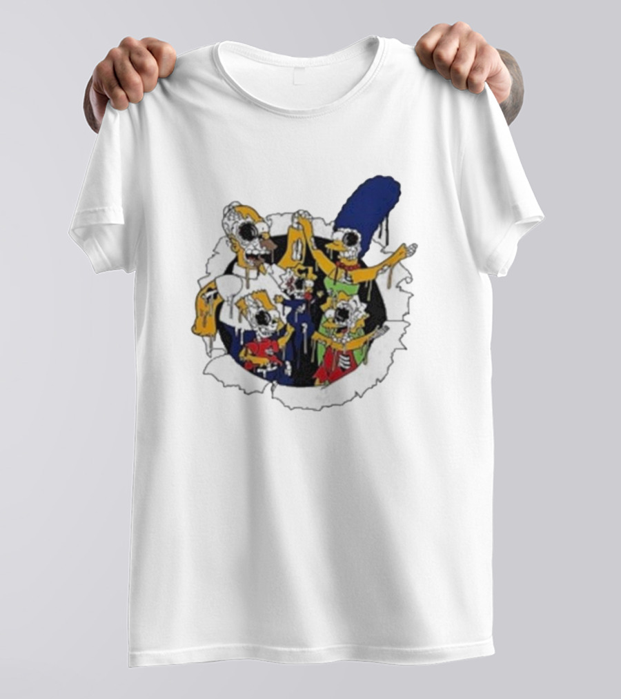Zombie Family Simpsons Characters Dripping Melting Style T-Shirt