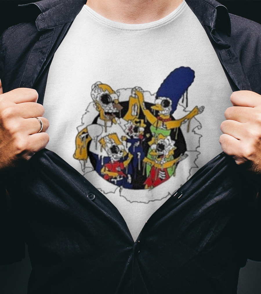 Zombie Family Simpsons Characters Dripping Melting Style T-Shirt