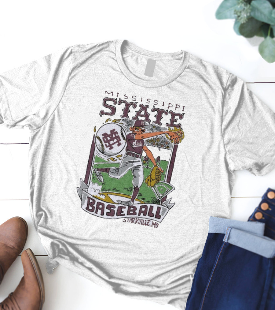 Mississippi State Baseball Starkville MS Wonky Cards T-Shirt