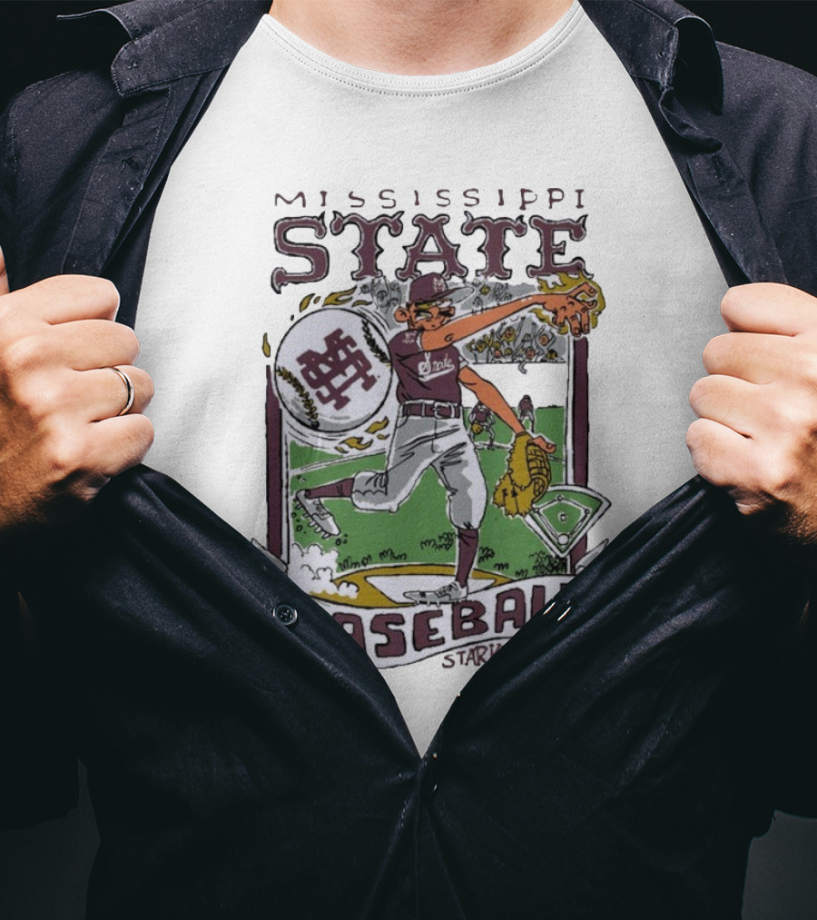 Mississippi State Baseball Starkville MS Wonky Cards T-Shirt
