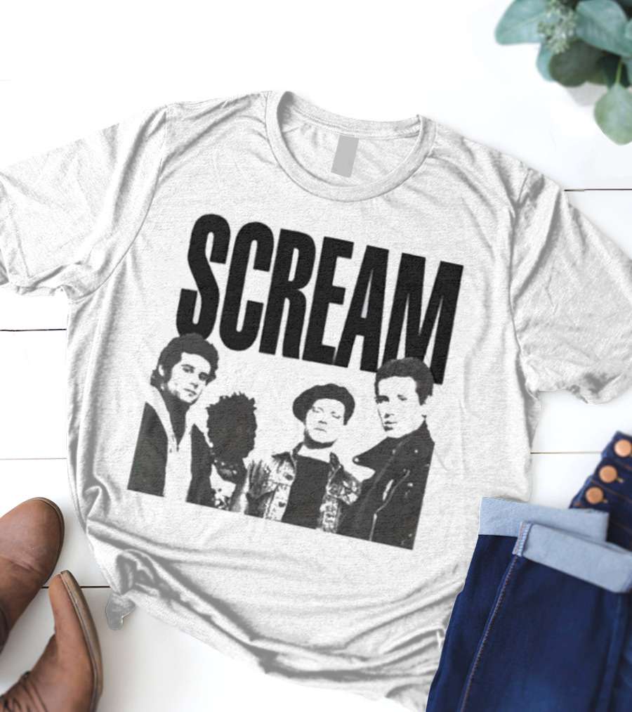 SCREAM Logo With Cartoon Band Graphic T-Shirt