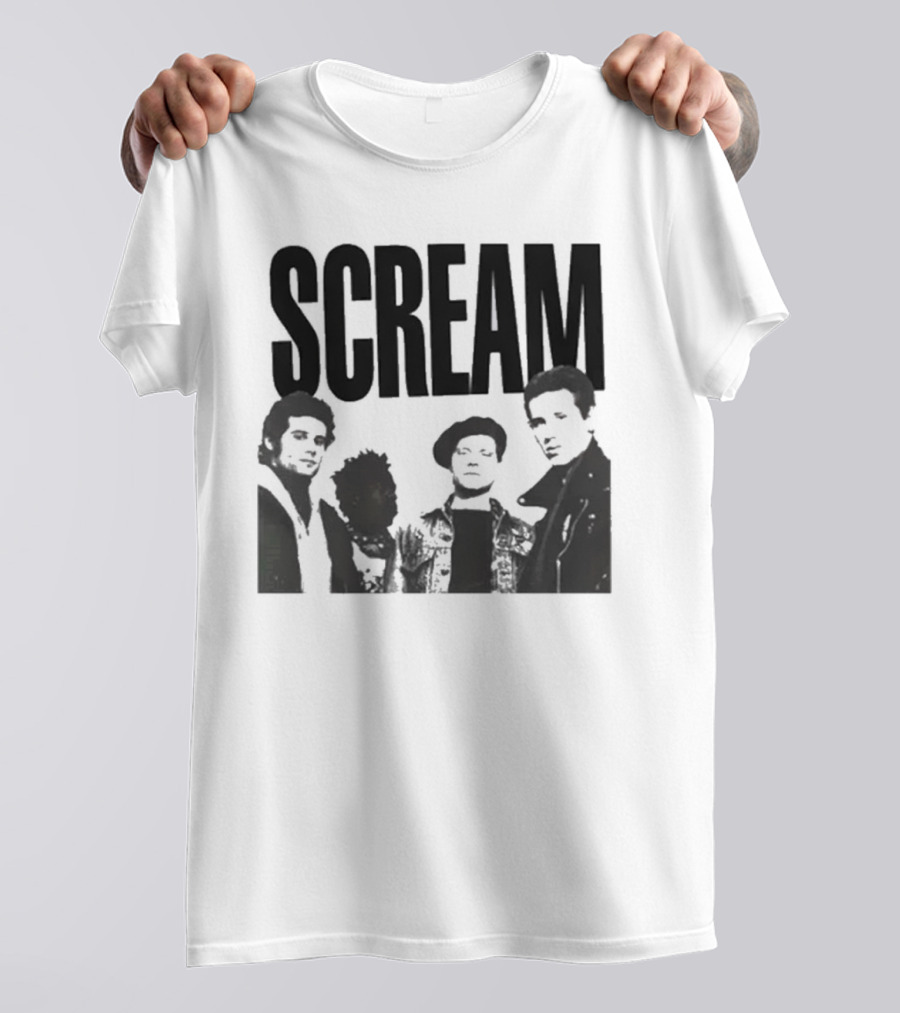 SCREAM Logo With Cartoon Band Graphic T-Shirt