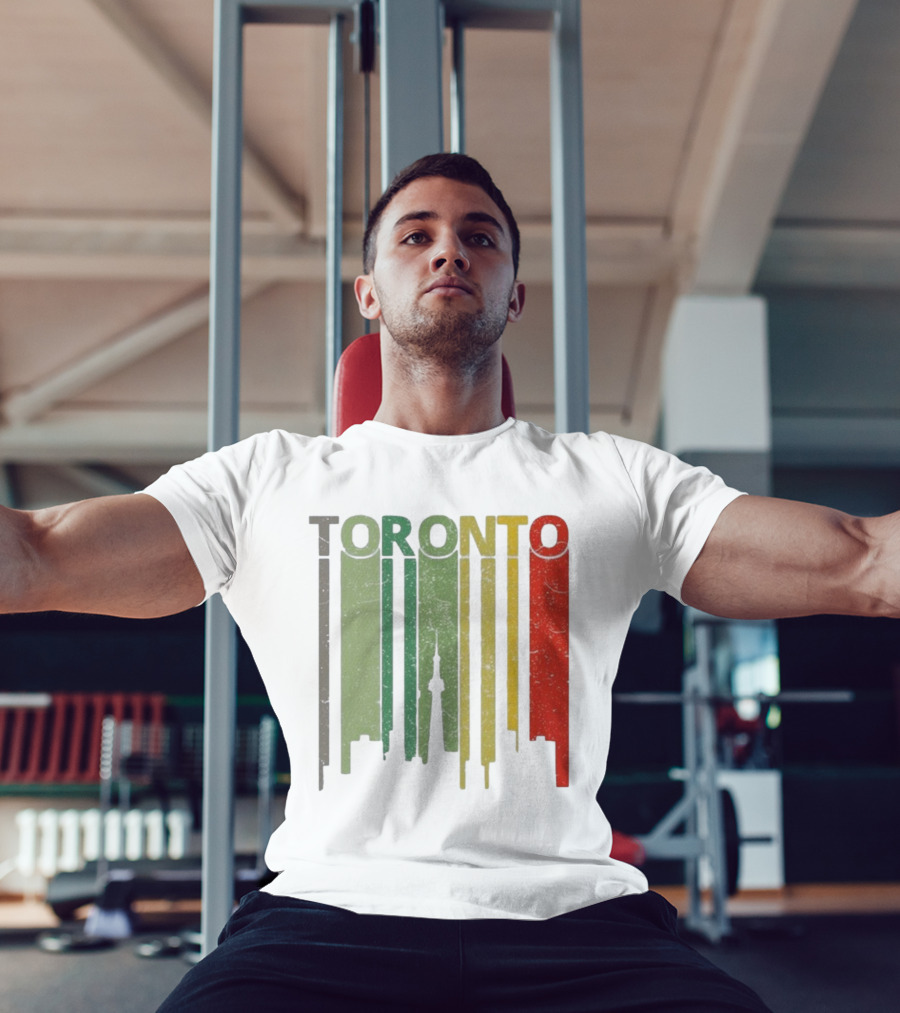 Retro Toronto Skyline Colorful Vertical Lines T-Shirt