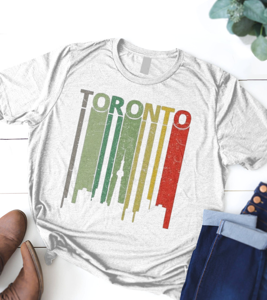 Retro Toronto Skyline Colorful Vertical Lines T-Shirt
