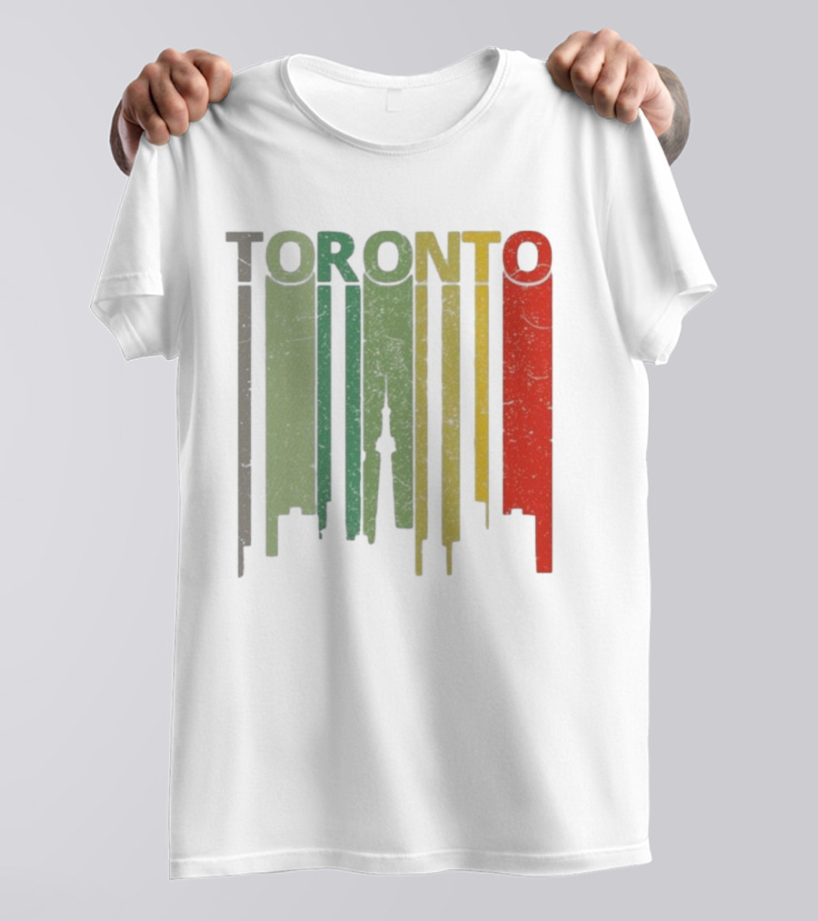 Retro Toronto Skyline Colorful Vertical Lines T-Shirt