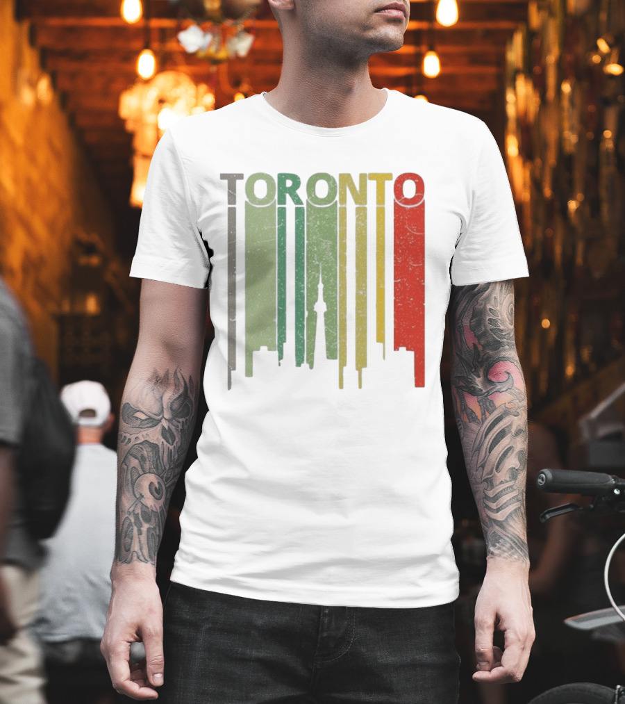 Retro Toronto Skyline Colorful Vertical Lines T-Shirt