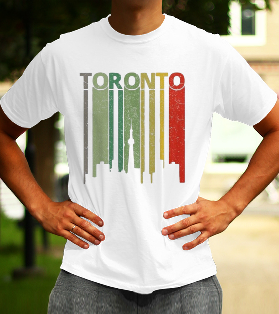 Retro Toronto Skyline Colorful Vertical Lines T-Shirt